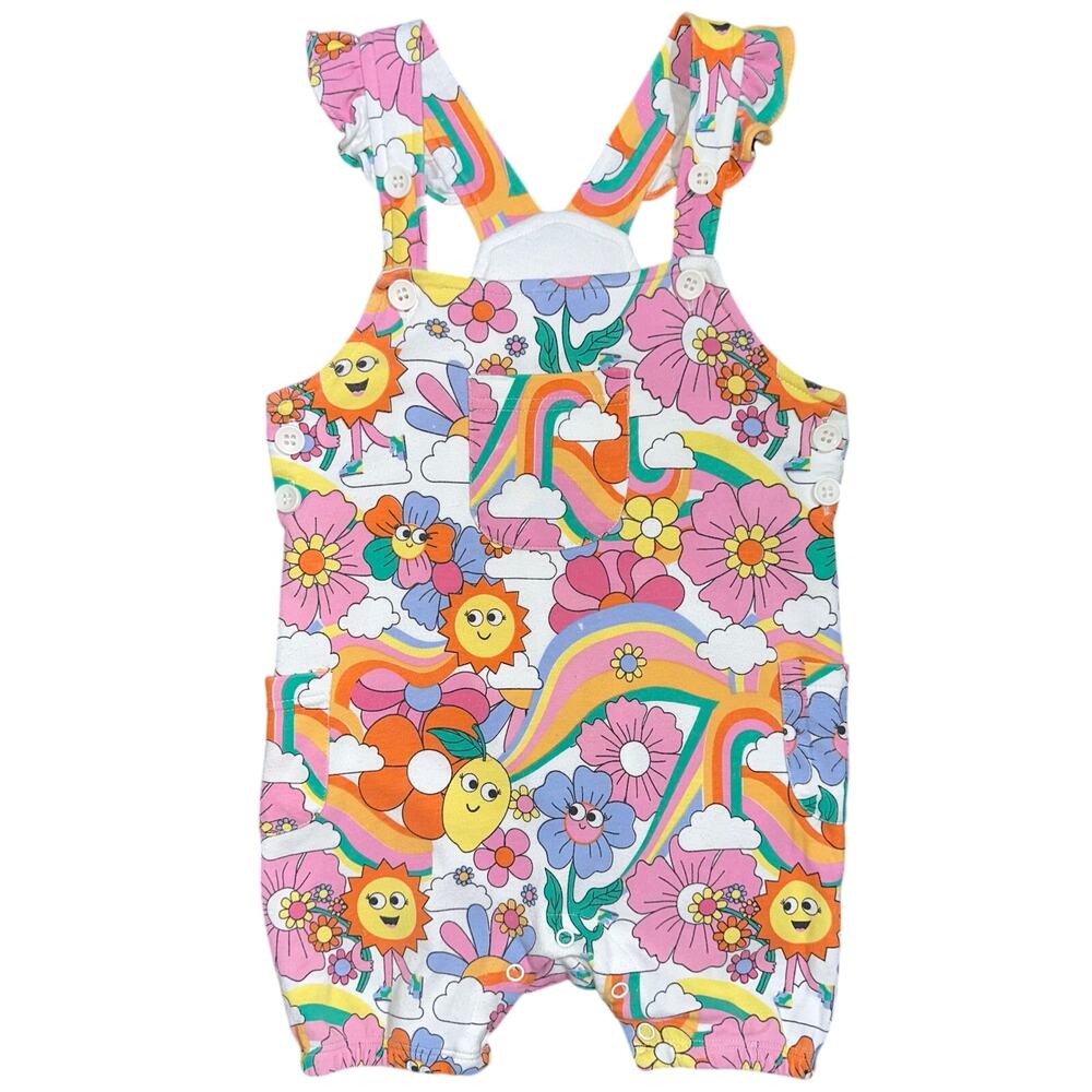 Babyhug Whimsical Groovy Cotton Floral Sun Rainbow Baby Romper Size 12-18M